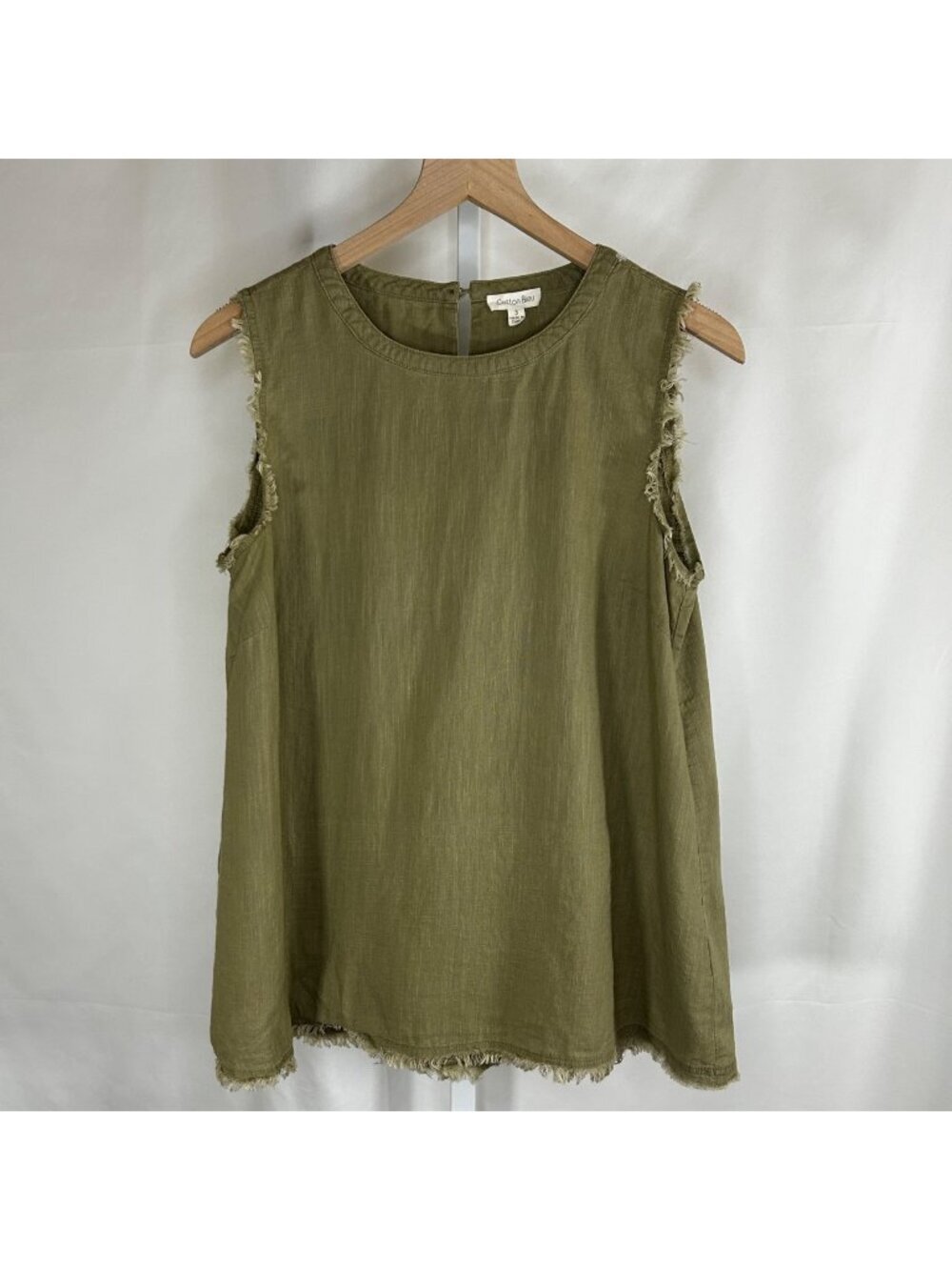 Cotton Bleu Size Small Tank Linen Green Lightweight Relaxed Lagenlook